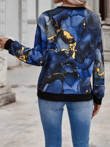 EMERY ROSE Marble Print Drop Shoulder Sweatshirt - Multicolor - View 2