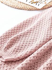 SHEIN LUNE 大碼素色網眼針織毛衣洋裝 - 粉色 - 查看 4