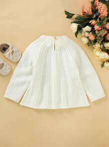 Baby Girl Raglan Sleeve Keyhole Back Sweater Autumn Fall - White - View 2