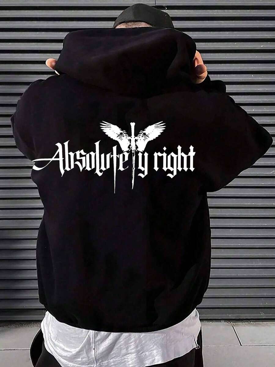 Manfinity EMRG Nam Plus Đồ họa Chữ cái Túi kangaroo Dây rút Hoodie - màu đen - Xem 1