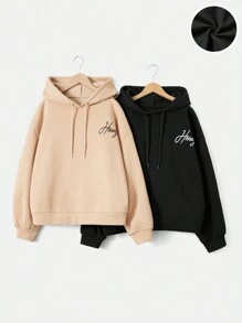 EURMUSE Women's Drop Shoulder Long Sleeve Casual Hooded Drawstring Sweatshirt - Multicolor - View 1