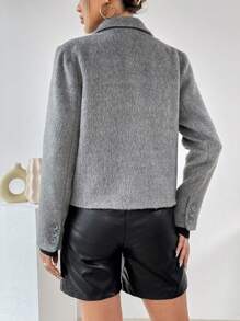 SHEIN Essnce Women's Double Breasted Blazer - Dark Grey - View 2