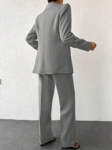 EURMUSE Solid Color Lapel Suit - Mint Green - View 5