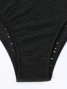 SHEIN Swim Summer Spaghetti Strap Tankini Top - Black - View 7