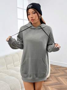 SHEIN EZwear 女式灰色針織連帽外套 - 灰色 - 查看 4