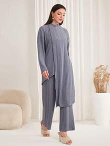 Mulvari 女士立領下垂肩t恤和長褲套裝