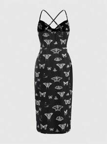 Kelsey Wilson Studio Motyl Nadrukowany Pasek krzyżowy Sukienka na ramiączkach