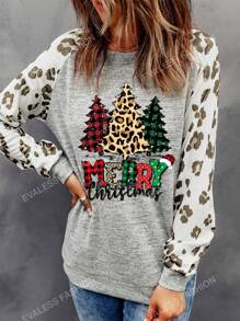 Christmas Print Raglan Sleeve Sweatshirt