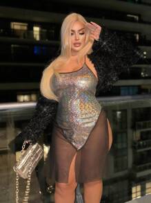 SHEIN SXY Plus Size Sparkly Jacket For New Year'S Dress