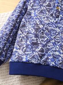 SHEIN Chico joven Pantalones con sudadera de cuello polo - Multicolor - Ver 3