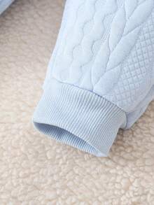 Baby Boy Fuzzy Trim Hooded Bodysuit & Sweatpants - Blue - View 4