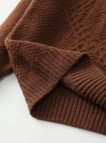 SHEIN Cô Gái Trẻ Chất rắn Cổ giả Áo len - màu nâu - Xem 6