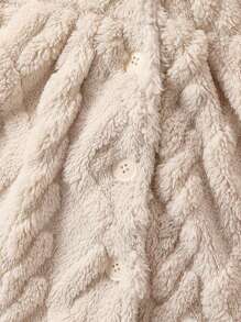 SHEIN Young Girl Contrast Collar Button Up Coat - Apricot - View 4