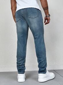 Manfinity Homme Nam Túi nghiêng Chất rắn Quần jean - Rửa trung bình - Xem 2