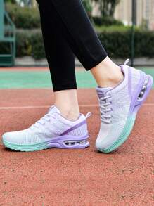 女士紫色轻质缓冲运动鞋，舒适透气学生跑步鞋 - 紫色 - 查看 2