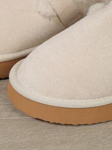 New Arrival Fluffy Slip-On Slippers, Thick Sole Snow Slides With Toe Cover And Plush Lining For Women, Suitable For Fall/Winter,Furry Shoes