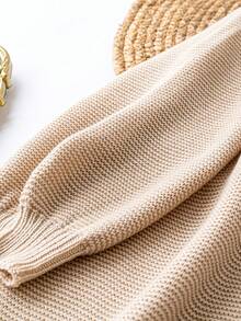 Celure Plus Size Solid Casual Design Cardigan - Apricot - View 3