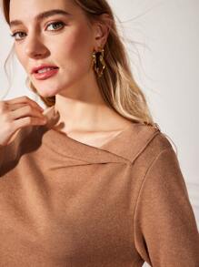 MOTF PREMIUM ASYMMETRICAL WOOL-BLEND SWEATER - Camel - View 3
