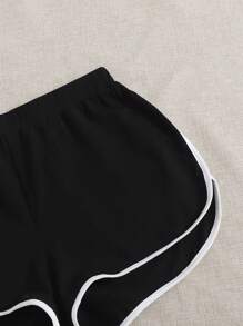 SHEIN EZwear 2 Packs Contrast Binding Dolphin Shorts - Black and White - View 3