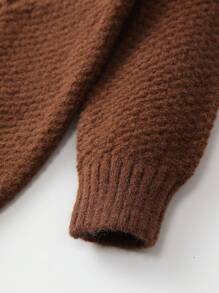 SHEIN Cô Gái Trẻ Chất rắn Cổ giả Áo len - màu nâu - Xem 5