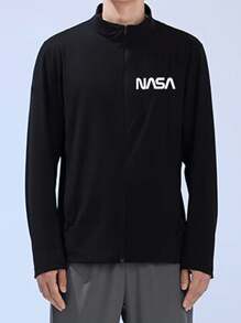 Gym Rark Chaqueta deportiva de estilo novio con estampado de letras para hombres, chaqueta deportiva para entrenamiento - Negro - Ver 1