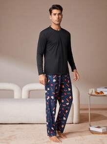 Nam Áo phông trơn & In Toàn bộ Quần Bộ PJ - Màu xanh hải quân - Xem 1