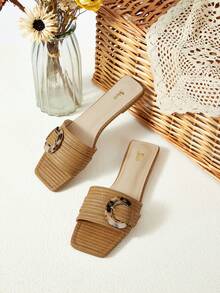 SheIn VCAY Của phụ nữ Dép phẳng - Cà phê nâu - Xem 2