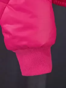 SHEIN Adolescent Fille À Col Sherpa Manteau Matelassé & Jupe - Rose vif - Voir 4