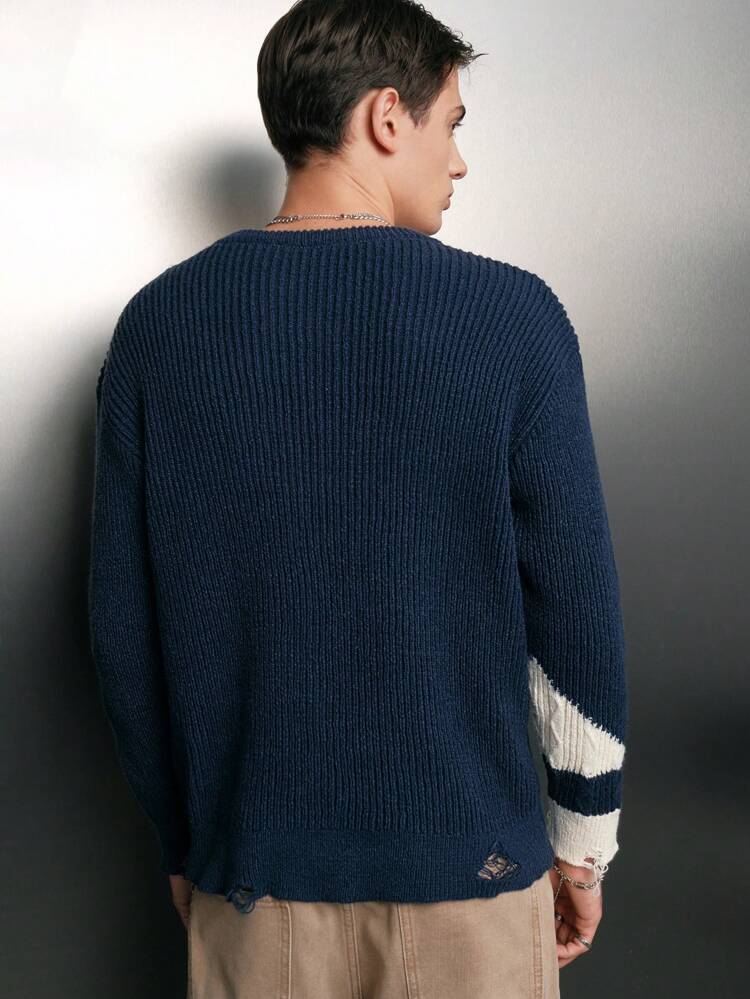 Men 1pc Two Tone Sweater