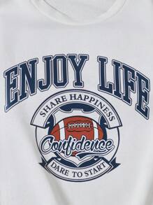 RueChic Men Letter Graphic Drop Shoulder Sweatshirt - White - View 4