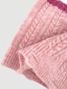Flirla Striped Pattern Ripped Trim Crop Sweater Knit Pullover Fall Winter Outfit