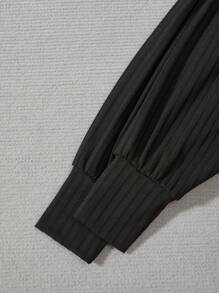 SHEIN 女大童格子和字母圖案泡泡袖洋裝&帽 - 黑色 - 查看 6