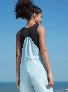 Gameset SHEIN Sport 1入組拉鍊前帶蓋口袋一入組式背帶褲