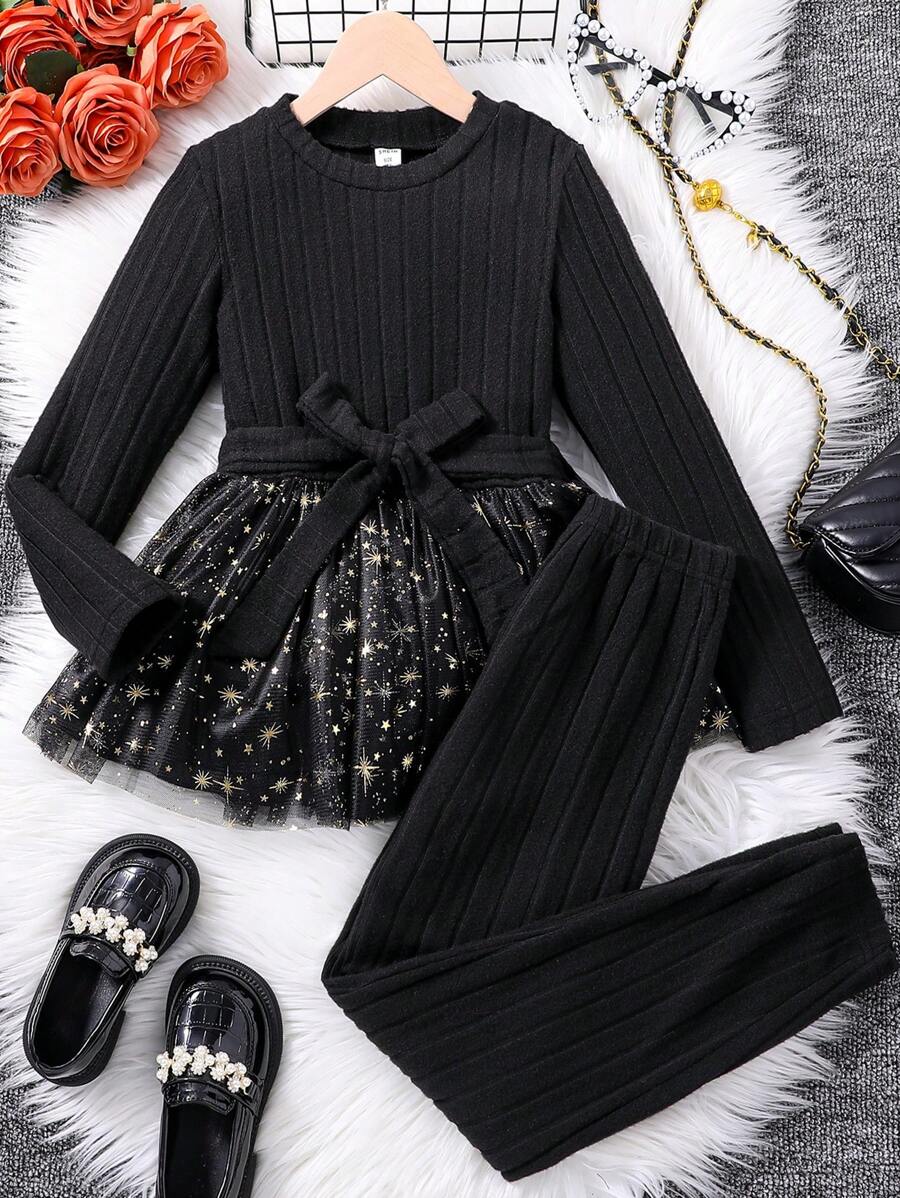SHEIN 女童(大)兩件套裝 - 黑色 - 查看 1