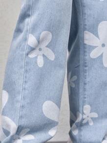 Manfinity Homme Nam Họa Tiết Chân Thẳng Quần Jean Baggy Dài Rửa Sạch Jean Hàng Hóa Đồ Họa Đồng Bằng Màu Xanh Đảng Ngộ nghĩnh Cặp Đôi Phù Hợp - Rửa trung bình - Xem 4