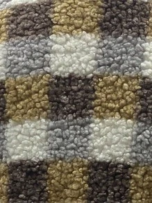 Flirla معطف تيدي طباعة مربع النقش حزام مقاس كبير