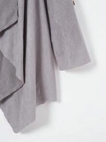 SHEIN LUNE Hơn Cổ áo thác nước Tay áo cuộn Mở Mặt trước áo - Xám - Xem 3