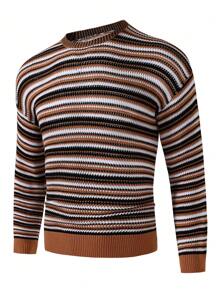 Manfinity Homme Nam Sọc Thả vai Vòng cổ Áo len - Nhiều màu - Xem 1