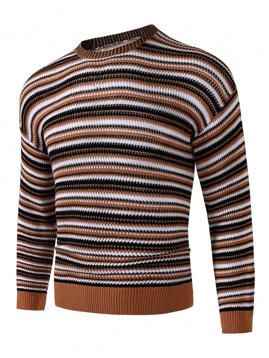 Manfinity Homme Nam Sọc Thả vai Vòng cổ Áo len - Nhiều màu - Xem 1