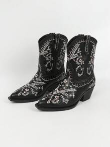 Styleloop 女性時尚復古刺繡西部牛仔靴子