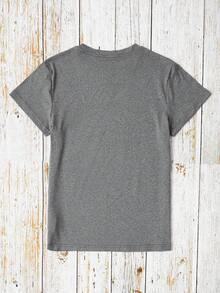 SHEIN LUNE 人像圖案圓領T恤 - 深灰色 - 查看 2