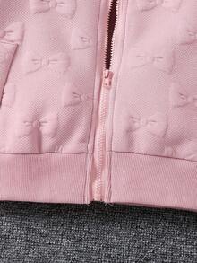 SHEIN Cô gái áo có mũ Màu hồng Bowknot Tay áo dài Áo khoác Đối với Mùa Thu /đông - Hồng - Xem 3