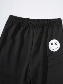 SHEIN Tween Boy Slogan Graphic Hoodie & Sweatpants - Black - View 6