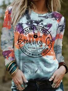 Tie Dye Letter Graphic Tee - Multicolor - View 1