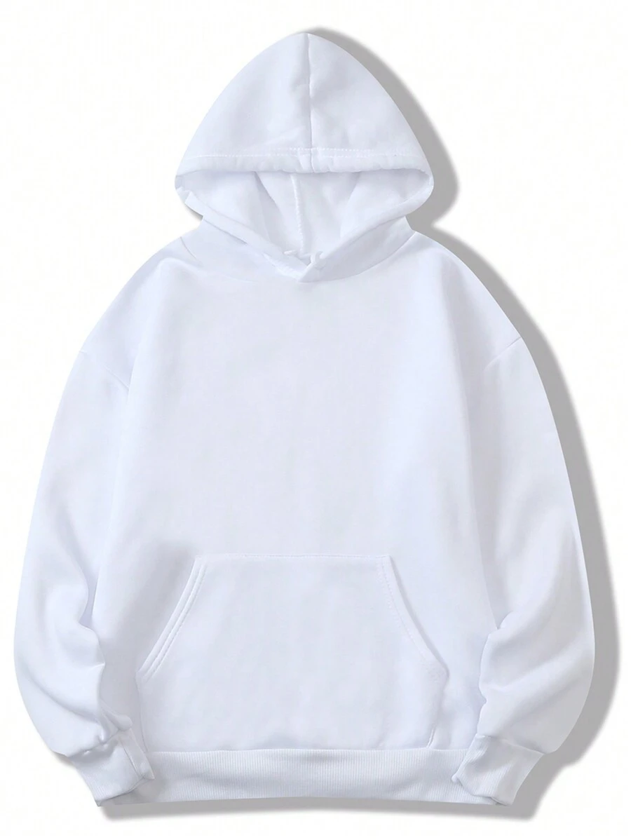 INAWLY Kangaroo Pocket Thermal Lined Hoodie,Long Sleeve Tops - White - View 1