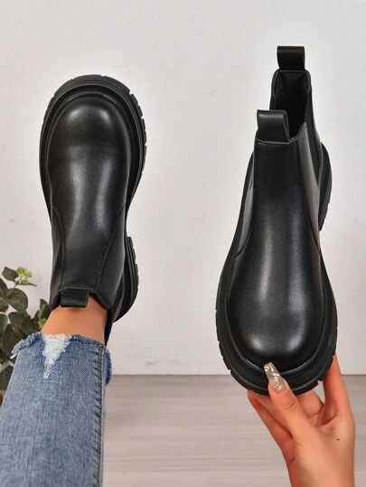 Botas Chelsea con cuña y plataforma gruesa de moda para mujer, Otoño/Invierno 2025, perfectas con vestido blanco