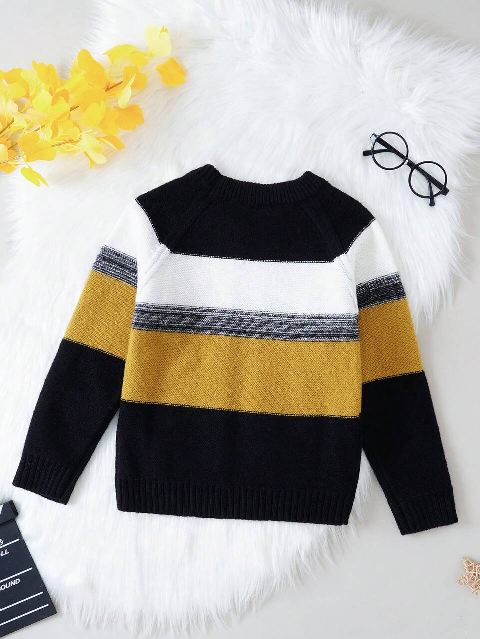Tween Boy Colorblock Raglan Sleeve Cable Knit Sweater