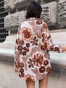 RueChic Women'S Floral Printed Drop Shoulder Open Front Cardigan - Multicolor - View 2