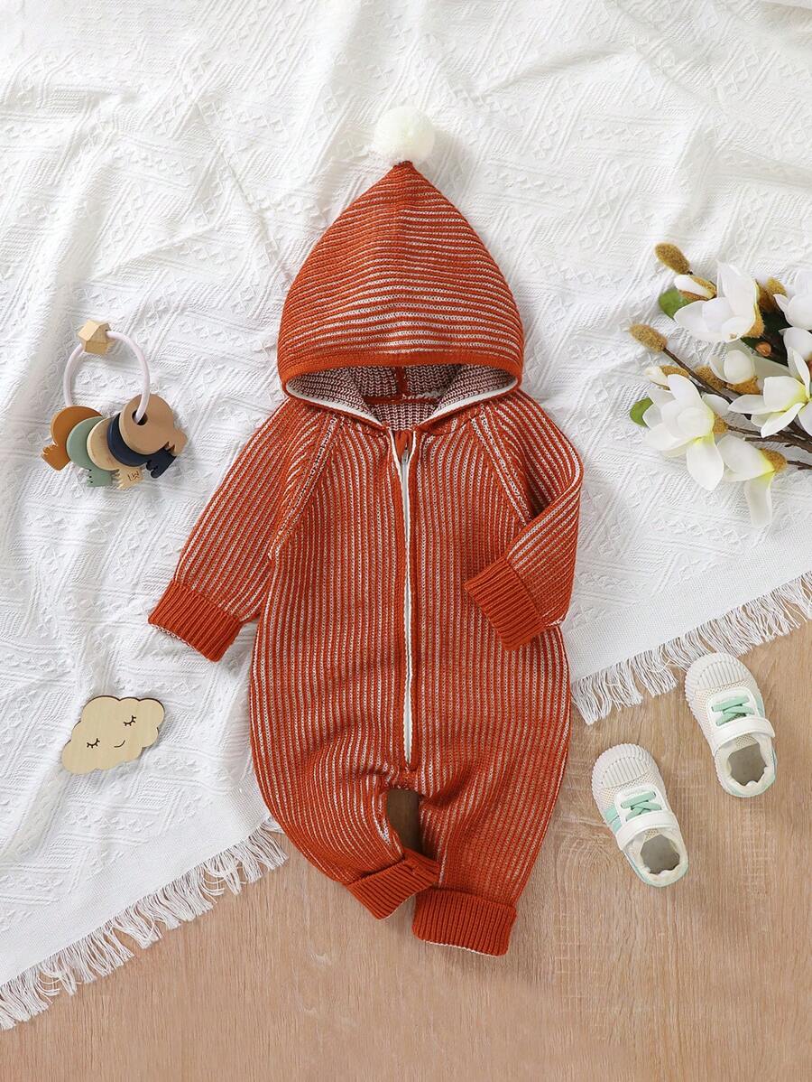 嬰童（男）毛衣爬爬服 - 橘色 - 查看 1