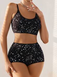 SHEIN In Ngân hà Bộ đồ lót - màu đen - Xem 4